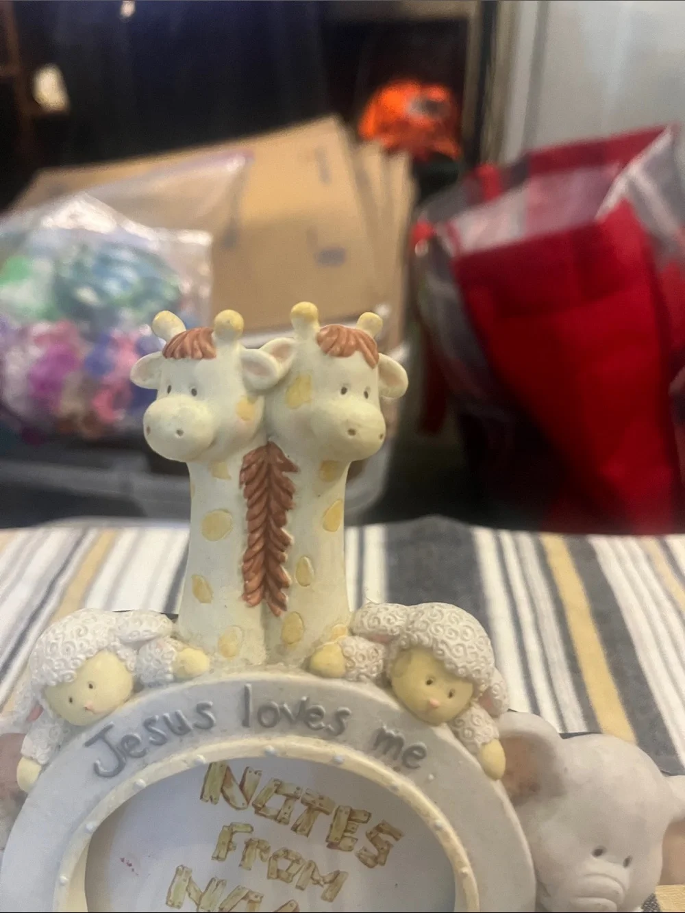 Russ Nursery Photo Frame with Giraffes, Elephants, and Lambs in Cream  Tan 165